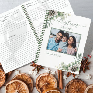 Carnet Recettes de la famille de Noël photo blanc cône pi