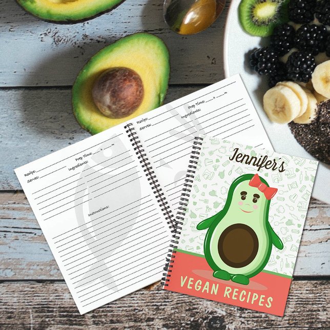 Carnet Recettes de légumes sur mesure, adorable Avocado (Créateur téléchargé)