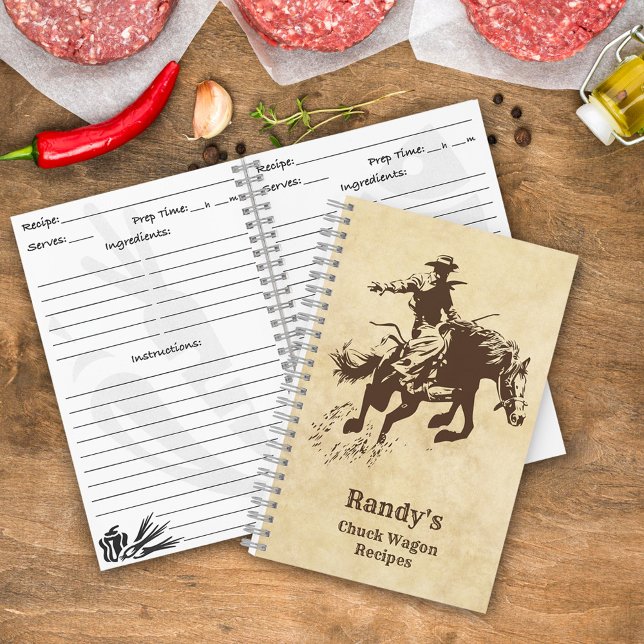 Carnet Recettes de l'Ouest Rodeo Cowboy Chuck Wagon Recet (Créateur téléchargé)
