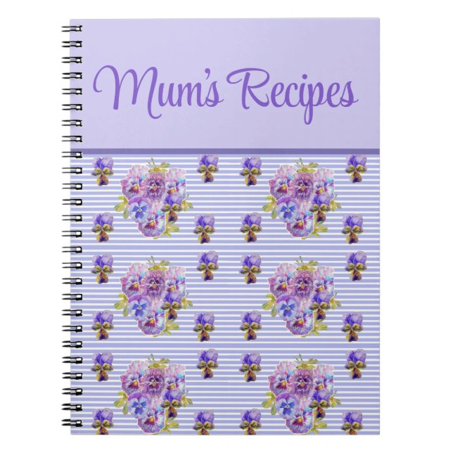 Carnet Recettes de maman Viola fleur pourpre lilas floral (Devant)