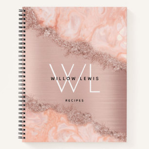 Carnet Recettes de Parties scintillant rose Gold Blush Pi