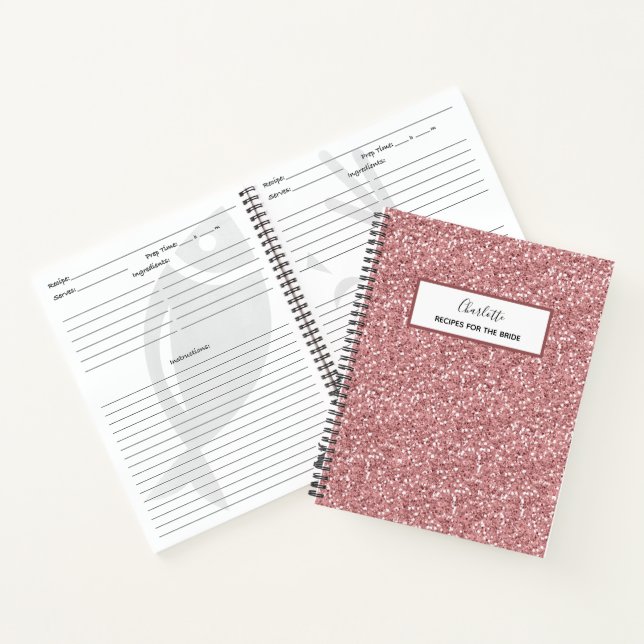 Carnet Recettes de Parties scintillant rose pour la Fête  (Intérieur)
