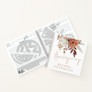 Carnet Recettes de Thanksgiving Fleurs de Terracotta Auto