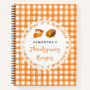 Carnet Recettes de Thanksgiving Orange Gingham