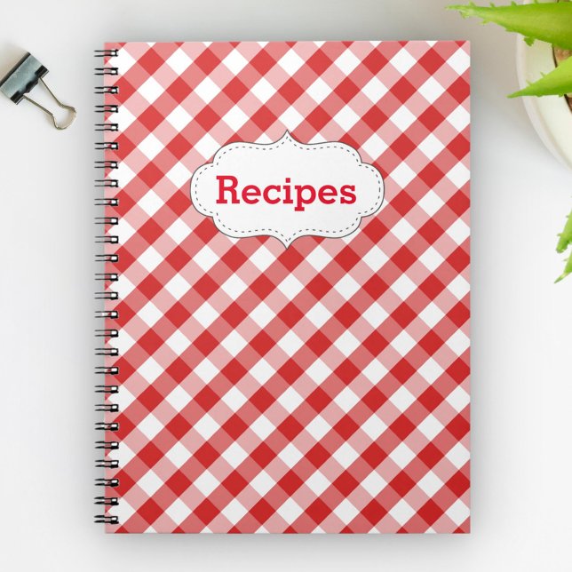 Carnet Recettes élégantes à motif Gingham rouge (Créateur téléchargé)