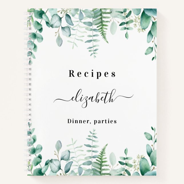 Carnet Recettes eucalyptus nom de la forêt verte (Devant)
