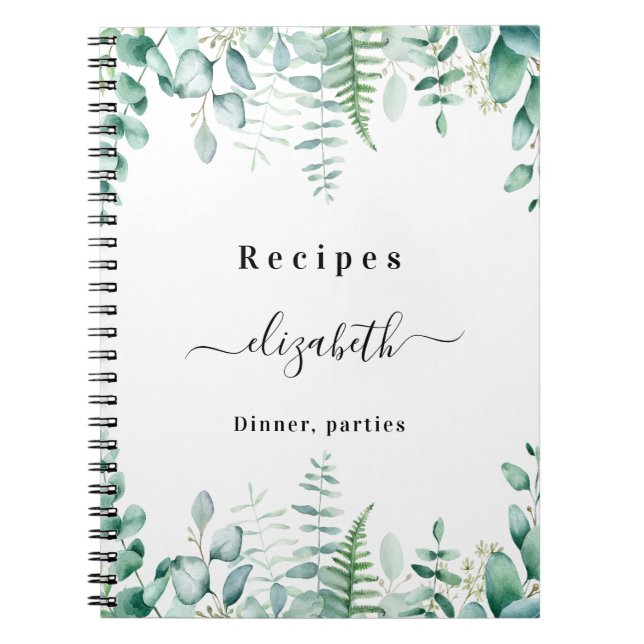 Carnet Recettes eucalyptus nom de la forêt verte (Devant)