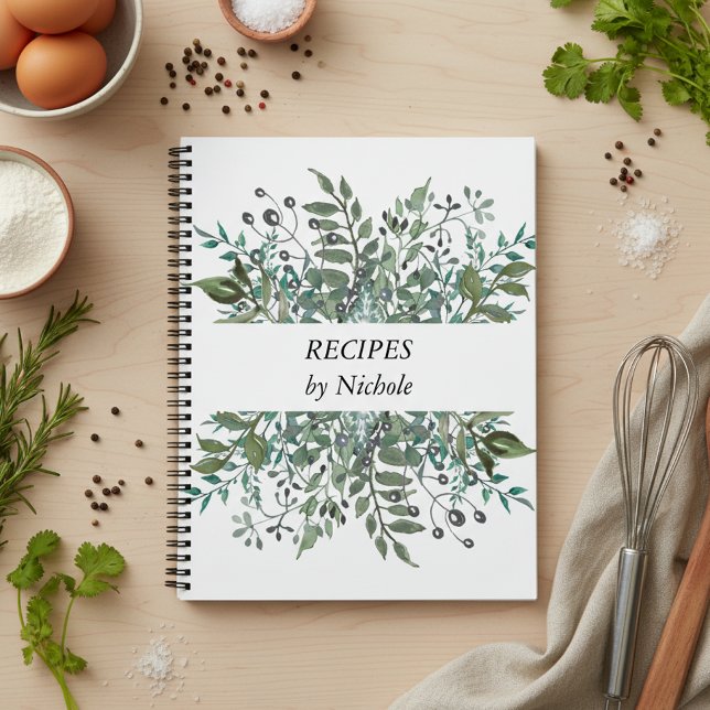Carnet Recettes Feuillage Verdure Feuilles Personnalisées (Créateur téléchargé)