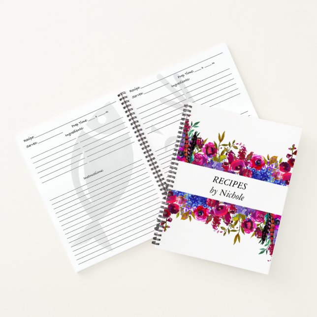 Carnet Recettes Fleurs Gras Lumineuses Plutôt Personnalis (Intérieur)