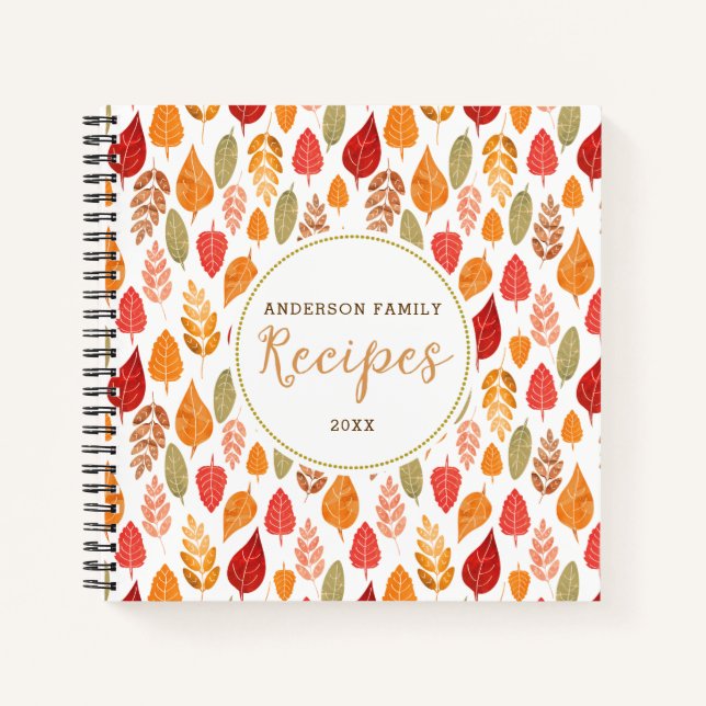 Carnet Recettes Motifs Feuilles Automne (Devant)