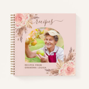 Carnet Recettes pampas herbe fleurs roses photo de famill