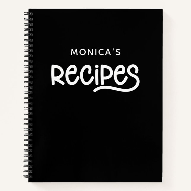 Carnet Recettes personnalisées noir et blanc (Devant)