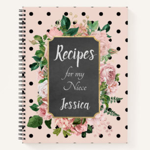 Carnet Recettes personnalisées pour ma nièce rose flora