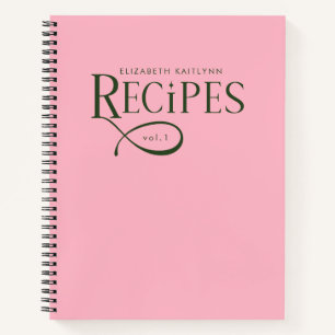 Carnet Recettes Vertes et Roses Élégantes Personnalisées