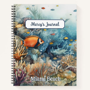 Carnet Récif corallien de Miami Beach et poissons aquarel