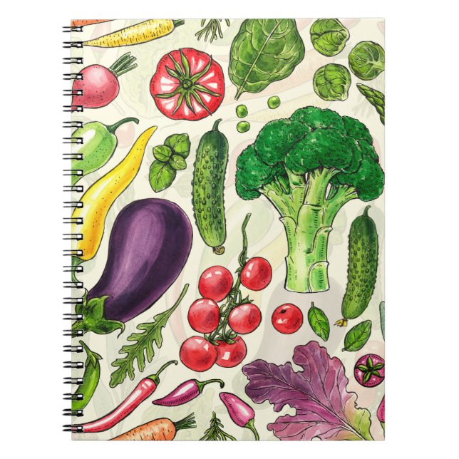 Carnet Récolte de légumes et d'herbes sur le blanc (Devant)