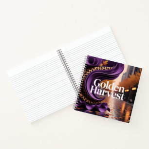 Carnet Récolte dorée design luxe léopard violet automne