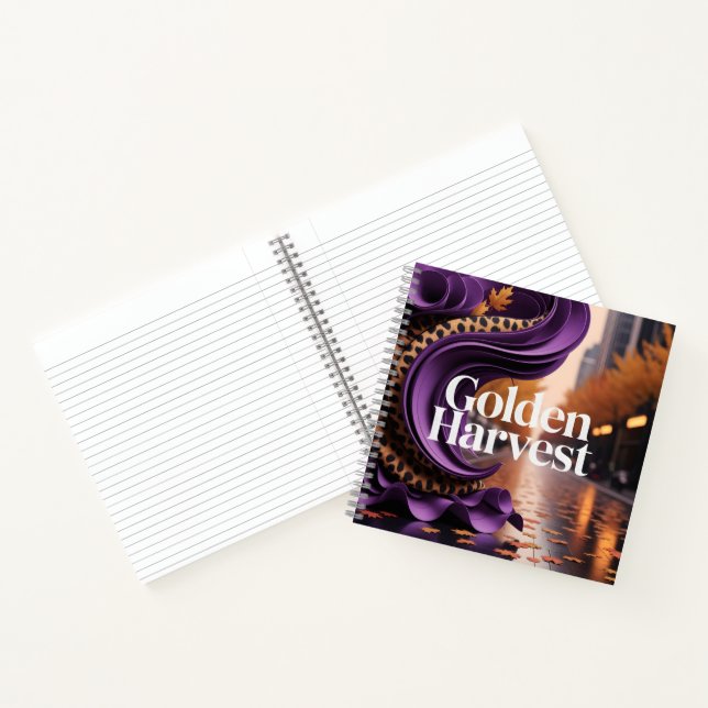 Carnet Récolte dorée design luxe léopard violet automne  (Intérieur)