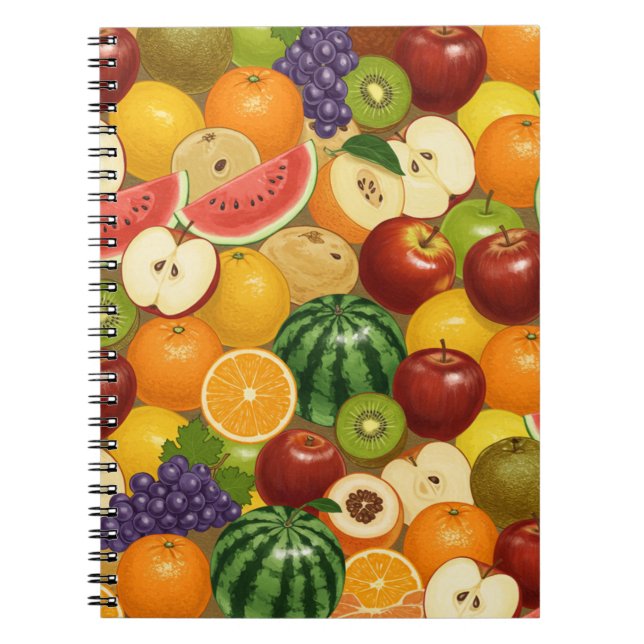 Carnet Récolte fraîche | Motif de fruits (Devant)