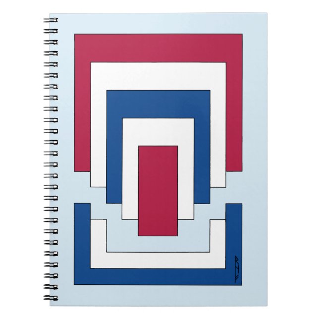 Carnet Rectangle Abstrait en rouge, blanc et bleu (Devant)