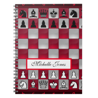 Carnet Red and Black Chessboard Ajouter votre nom Homesch