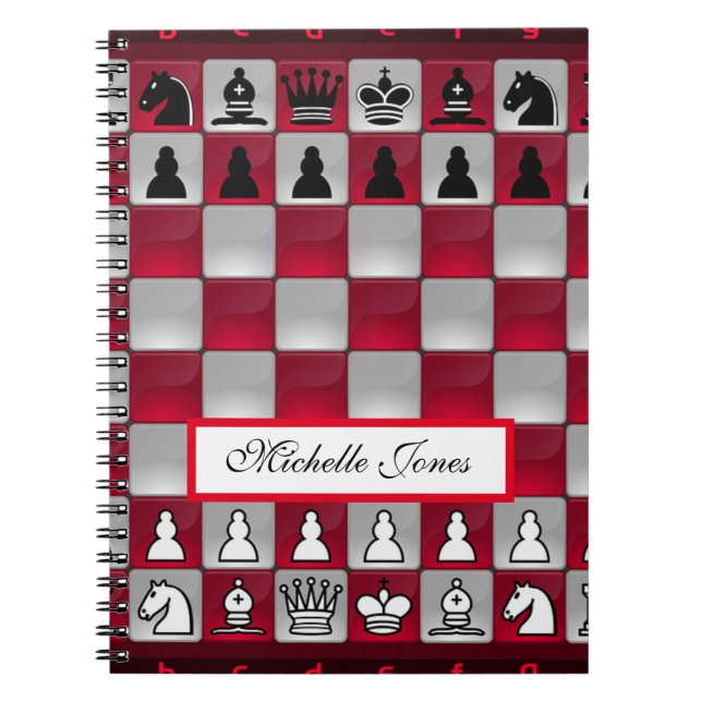 Carnet Red and Black Chessboard Ajouter votre nom Homesch (Devant)