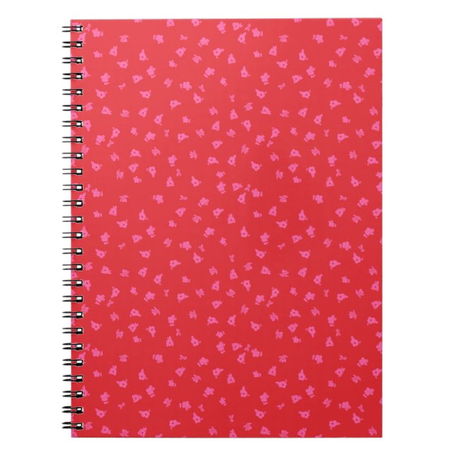 Carnet Red and Pink Flirty Ditsy Floral Plain Notebook (Devant)