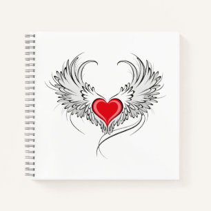 Carnet Red Angel Coeur avec ailes