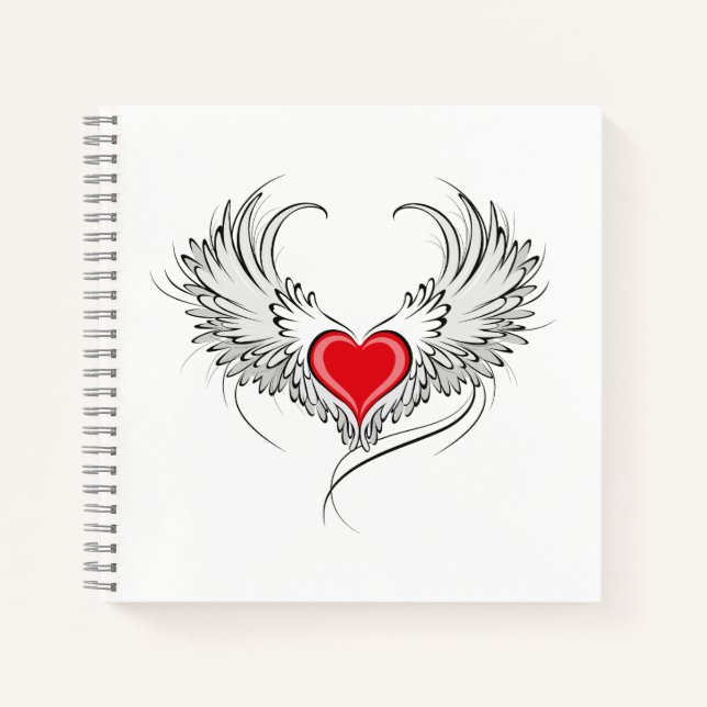 Carnet Red Angel Coeur avec ailes (Devant)