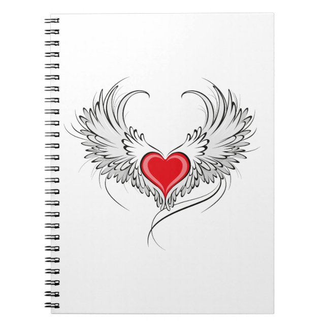 Carnet Red Angel Coeur avec ailes (Devant)