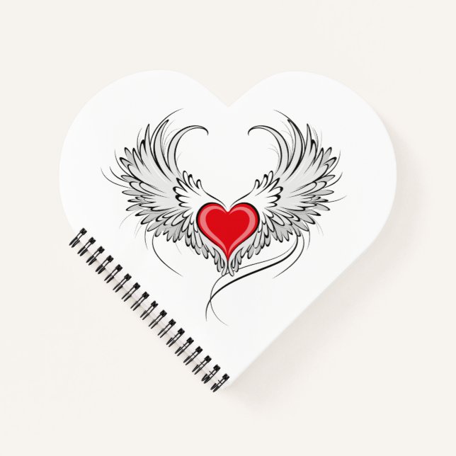 Carnet Red Angel Coeur avec ailes (Devant)
