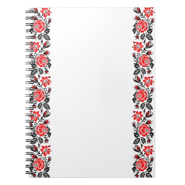 Carnet Red & Black Rose cross-stitch Russian Pattern (Devant)