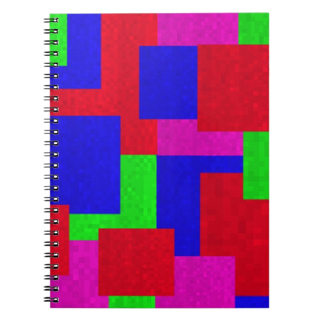 Carnet Red Blue Green Abstract Mosaic Block Colours, (Devant)