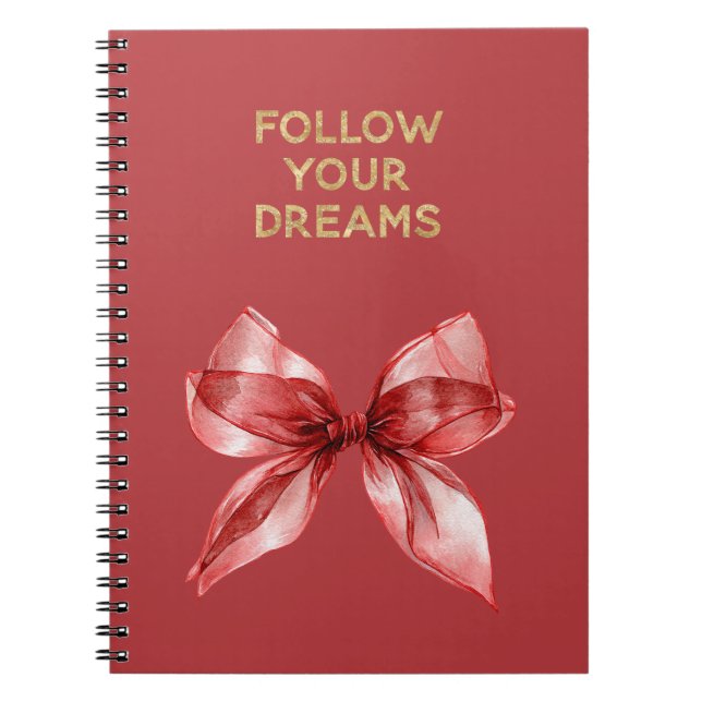 Carnet Red Bow Gold Follow Your Dreams Inspirational Quot (Devant)