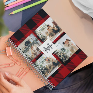 Carnet Red Buffalo Plaid & Collage Photo Avec Initiale