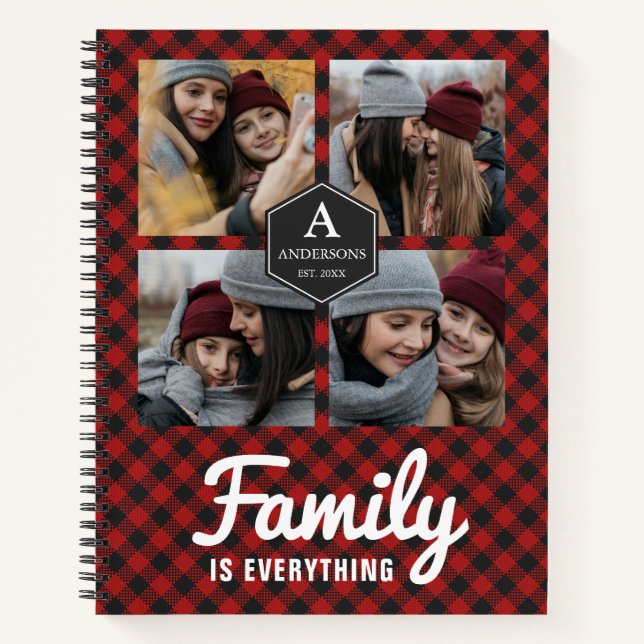 Carnet Red Buffalo Plaid Lumberjack Family Photo Collage (Devant)