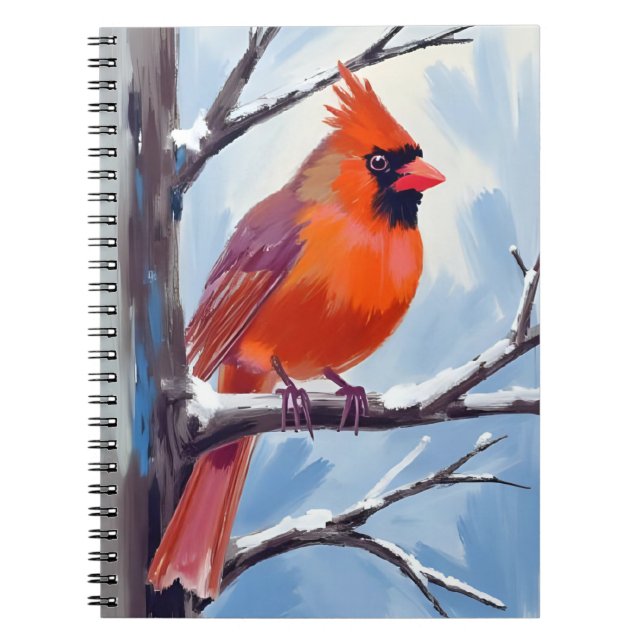 Carnet Red Cardinal Winter Watercolor (Devant)