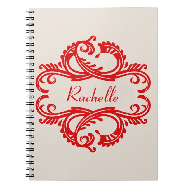 Carnet Red Chic Damask (Devant)