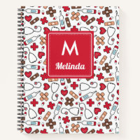 Red Cute Médicale Motif Nurse Monogrammé