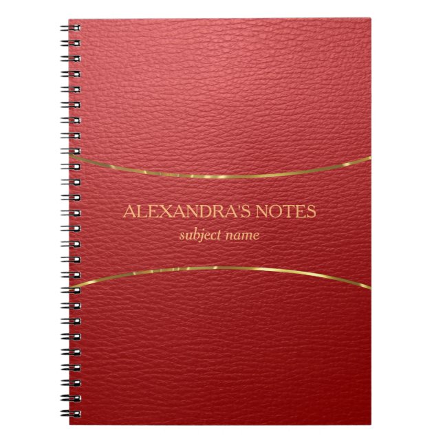 Carnet Red faux leather texture gold accent (Devant)