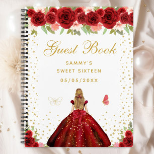 Carnet Red Floral Blonde Hair Princess Sweet sixteen