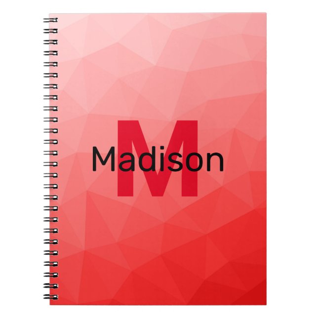 Carnet Red gradient geometric mesh pattern Monogram (Devant)