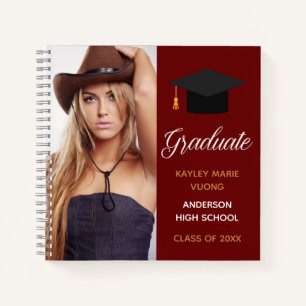 Carnet Red Graduate Photo Autograph Graduation Invité