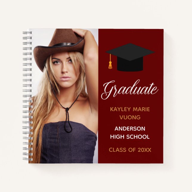 Carnet Red Graduate Photo Autograph Graduation Invité (Devant)