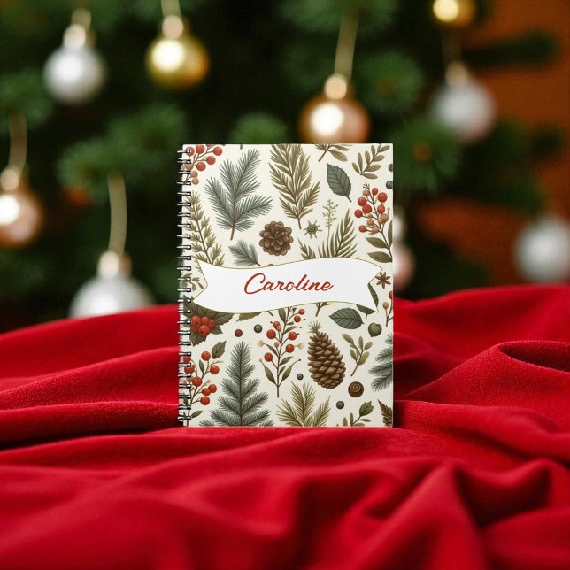 Carnet Red Green Pine and Berry Holiday (Créateur téléchargé)