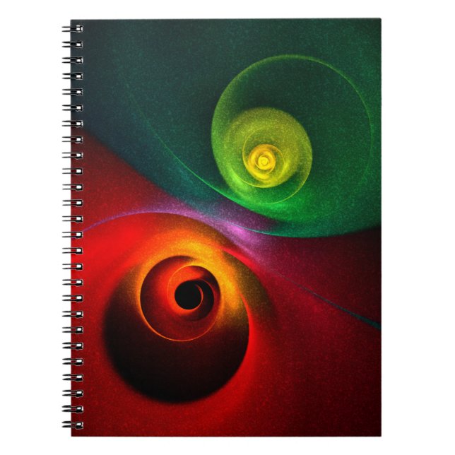 Carnet Red Green Yin Yang Moderne Motif d'art Abstrait #2 (Devant)