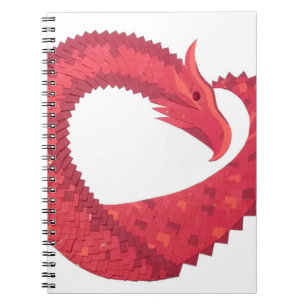 Carnet Red heart dragon on white