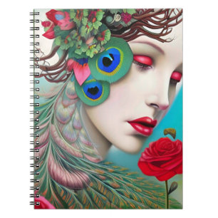 Carnet Red Lips et Rose Peacock Abstrait