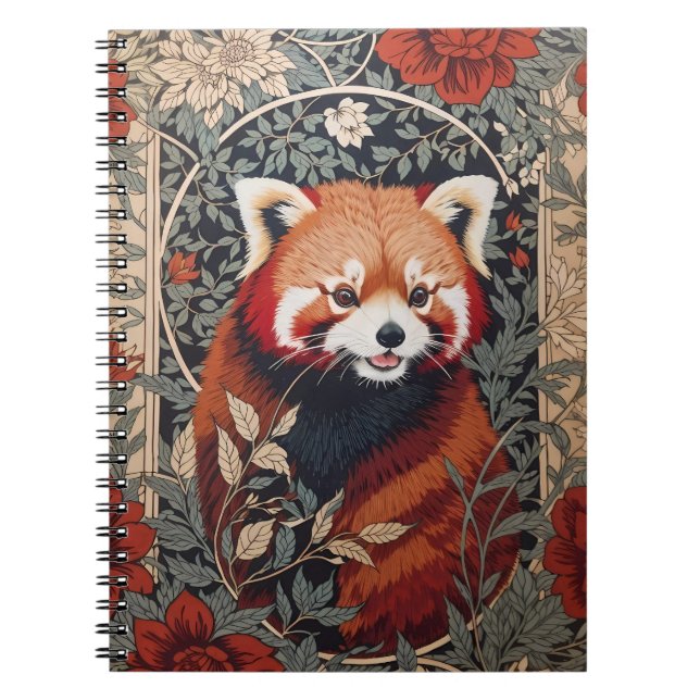 Carnet Red Panda Elegant William Morris Inspiré Floral (Devant)