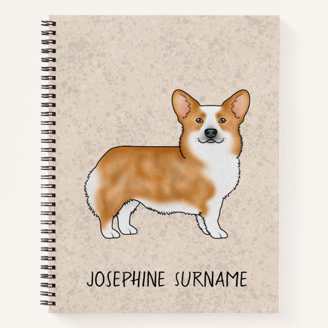 Carnet Red Pembroke Welsh Corgi Chien Avec Nom Personnali (Devant)